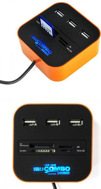 LTC-H252COMBO USB 2.0 All-in-One Čítač kariet a hub – 480 Mbps, tlač loga, prispôsobenie, LED indikátor