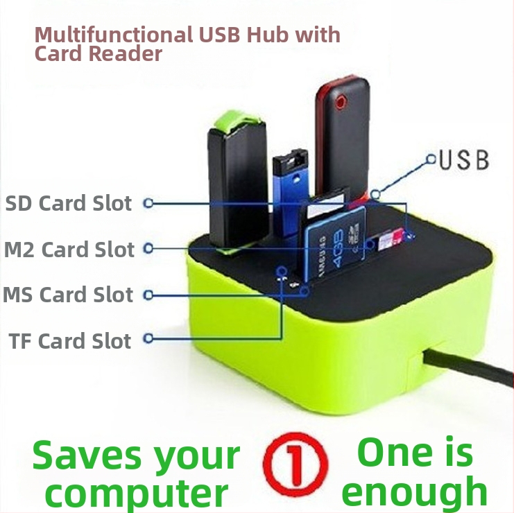 LTC-H252COMBO USB 2.0 All-in-One Čítač kariet a hub – 480 Mbps, tlač loga, prispôsobenie, LED indikátor