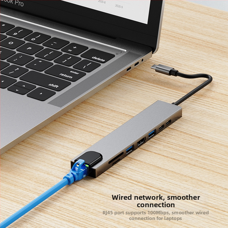 Type-C 8-in-1 dockingová stanica USB hub pre Huawei MacBook; Rozhranie: Type-C; Prenos: 100 Mbps; Napájanie: Bez externého napájania; Model: AD-037/BYL-2017L