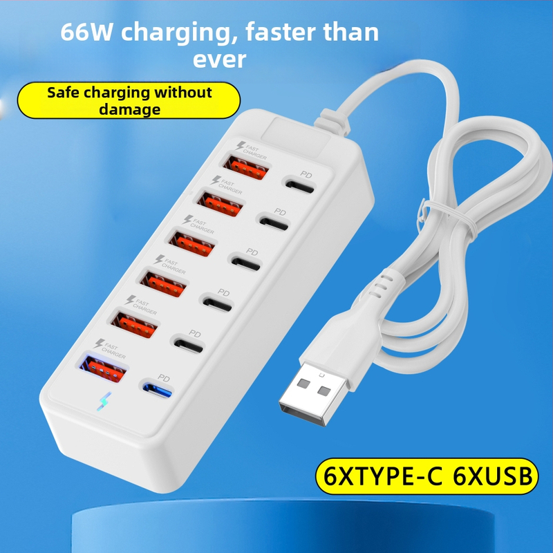 Type-C 12-portová dokovacia stanica USB 2.0 hub, 66W napájanie, 1 m kábel, model xyd-002