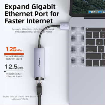 Ur004 USB gigabitová sieťová karta Realtek RTL8153, USB 3.0, 10/100/1000 Mbps, bez ovládača