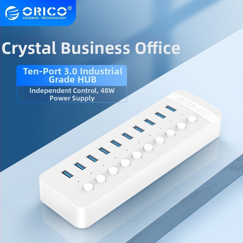 Orico USB 3.0 hub s 7 portami a samostatným prepínačom, 5Gbps, externé napájanie, model CT2U3-10AB