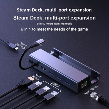 CS-031 Rozširujúci dok Steam Deck s USB-C, 5 Gbps, 1–6 vetiev, bez vonkajšieho napájania