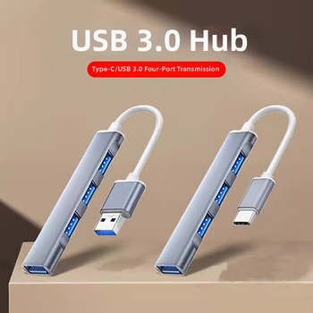USB 3.0 4-portový hub, kábel 15 cm, hliníkové puzdro, 5 Gbps, 1x USB 3.0 + 3x USB 2.0, bez externého napájania