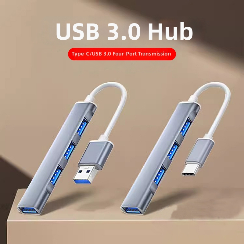 USB 3.0 4-portový hub, kábel 15 cm, hliníkové puzdro, 5 Gbps, 1x USB 3.0 + 3x USB 2.0, bez externého napájania
