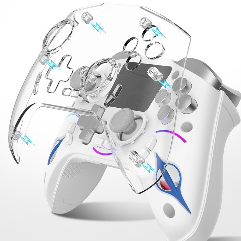 Ασύρματος ελεγκτής παιχνιδιών Bluetooth με τρία λειτουργικά επίπεδα, Hall-effect joystick, ευφυής οθόνη, διπλή δόνηση, προγραμματιζόμενος