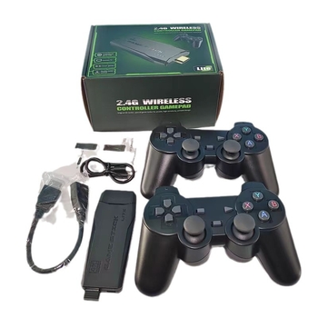 Nostalgiska spēļu konsole ar 64 GB atmiņu, 2 bezvadu kontrolieri, USB bezvadu savienojums, vienkāršota OS versija, HD grafika