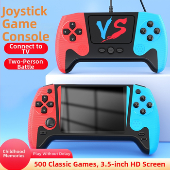 Kompaktā retro spēļu konsole – 500-in-1, divi spēlētāji, 8 biti OS, USB un AV interfeisi, nostalgisks dizains