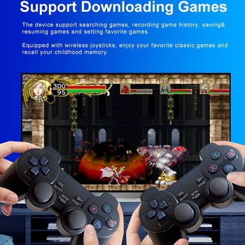 Nostalgiska arkādes spēļu konsole ar diviem bezvadu kontrolieriem, 64GB atmiņa, saderīga ar PC-USB