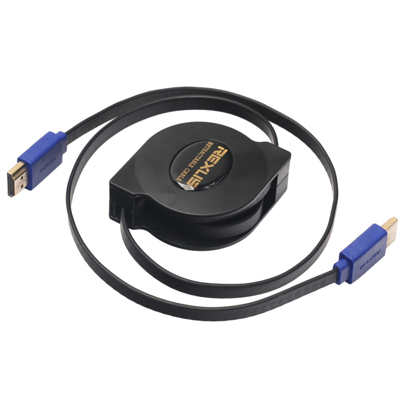 Cablu HDMI retractabil, cu conductor din cupru, interfață HDMI Type-A, versiunea 1.4, conectori placați cu aur.