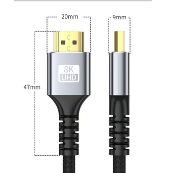 Cablu HDTV 2.1, conductor CCS cu placare aurie, adaptor cablu, pentru calculator, televizor, monitor și proiector