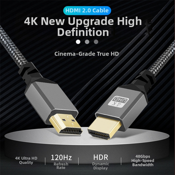 HDMI dvojitý samec kábel 2.0, šitý hliníkový plášť, bezoxidová meď, video kábel pre PC/projektor