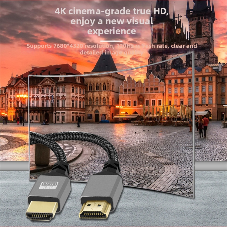 HDMI dvojitý samec kábel 2.0, šitý hliníkový plášť, bezoxidová meď, video kábel pre PC/projektor