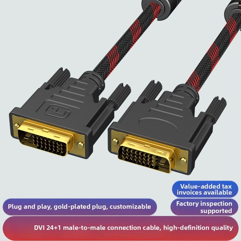 DVI kábel samec-samec, 24+1 pinov, vysoké rozlíšenie, dátový kábel pre počítač, projektor, DVD a televíziu, dĺžka 1,5 m, pozlátené konektory