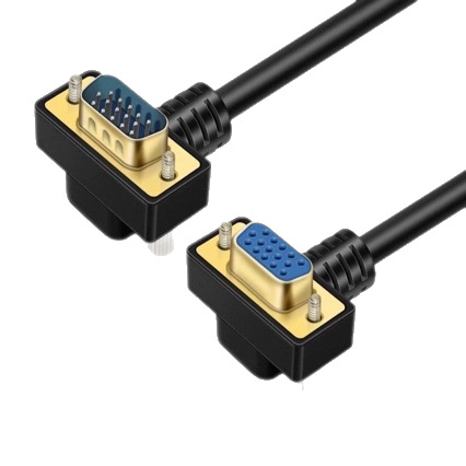 VGA kabel s 270° zavojem, muški konektor ravni na zakrivljeni ženski konektor, bakar bez kisika, zlatni kontakti, duljina 0,5–20 m