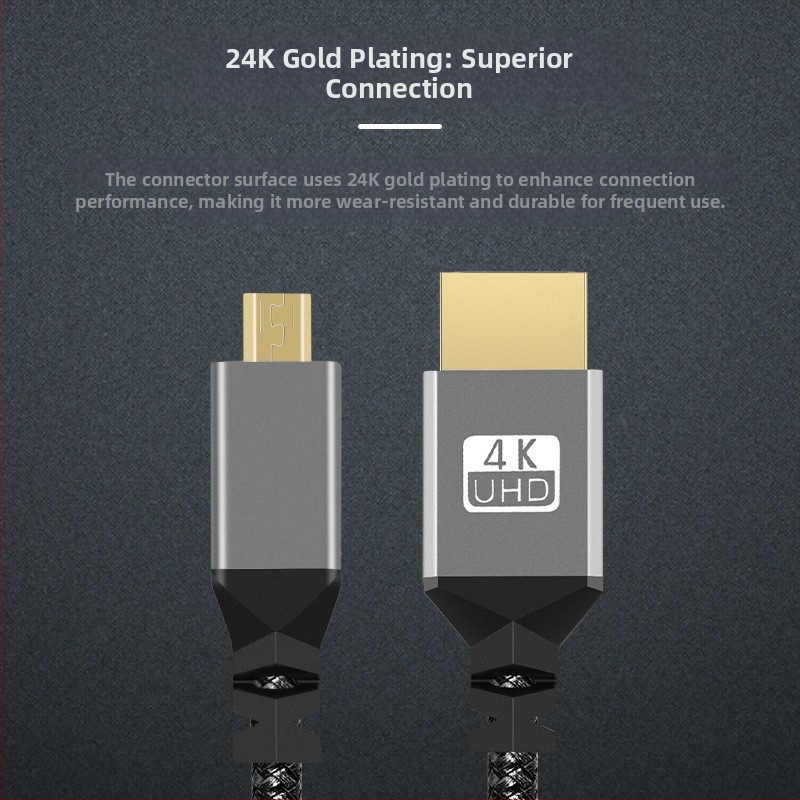 Καλώδιο μετατροπής Micro HDMI σε HDMI, μήκος 1,5 μ., βύσματα από χαλκό με επίχρυση επίστρωση, για ψηφιακές συσκευές, OEM/ιδιωτική ετικέτα διαθέσιμα
