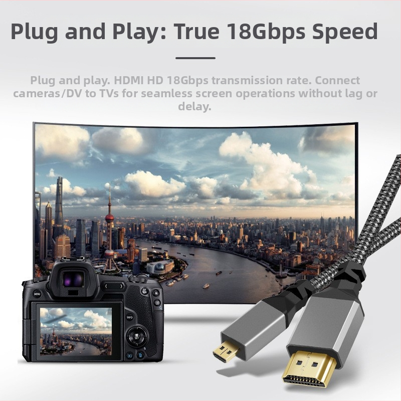 Καλώδιο μετατροπής Micro HDMI σε HDMI, μήκος 1,5 μ., βύσματα από χαλκό με επίχρυση επίστρωση, για ψηφιακές συσκευές, OEM/ιδιωτική ετικέτα διαθέσιμα