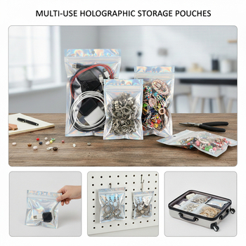 Самозатварящи се лазерно-холографични чанти за бижута и аксесоари — Материал: лазерно фолио + CPP; Марка: NISONAL; Приложение: опаковка на бижута, подаръци и ежедневни вещи