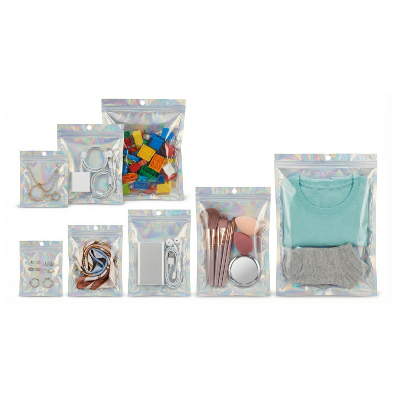 Самозатварящи се лазерно-холографични чанти за бижута и аксесоари — Материал: лазерно фолио + CPP; Марка: NISONAL; Приложение: опаковка на бижута, подаръци и ежедневни вещи