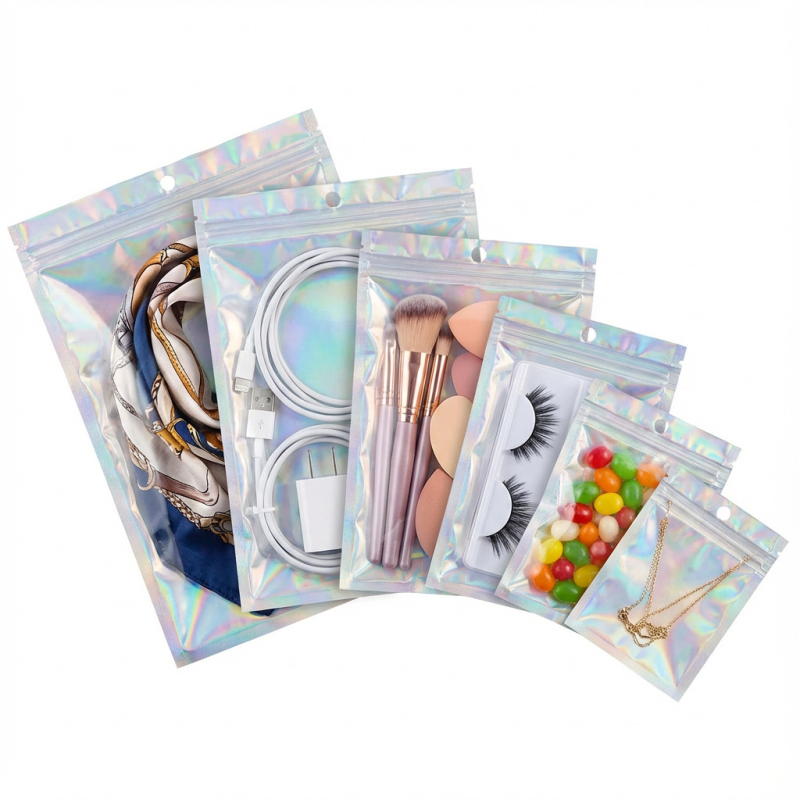 Самозатварящи се лазерно-холографични чанти за бижута и аксесоари — Материал: лазерно фолио + CPP; Марка: NISONAL; Приложение: опаковка на бижута, подаръци и ежедневни вещи