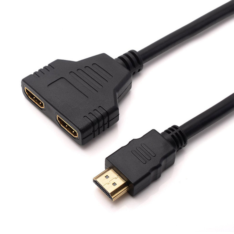 HDMI splitter 1x2, de la mufă bărbat la mufă femeie, 1080P, cupru fără oxigen, contacte placate cu aur
