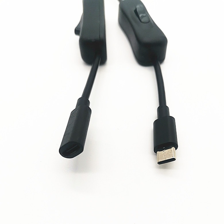 Type-C muški–ženski produžni kabel sa prekidačem, bakreni vodovi, duljina 0.2–1 m, težina 0.03 kg