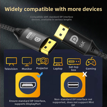 DisplayPort kábel, DP línia, zlaté konektory, bezkyslíková meď, model YL-D202