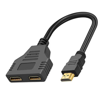 HDMI 1x2 splitter καλώδιο, αρσενικό σε δύο θηλυκά, HDMI 1.4, υποστήριξη 3D, χαλκός, μήκος 30 cm