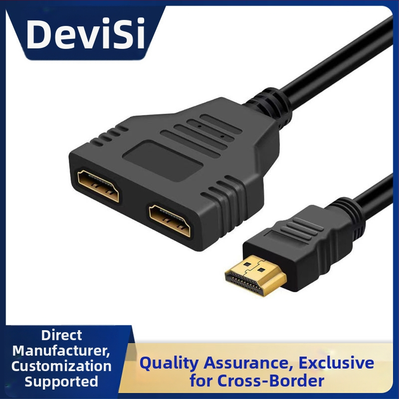 HDMI 1x2 splitter kábel, samec na dva samice, HDMI 1.4, podpora 3D, meď, dĺžka 30 cm