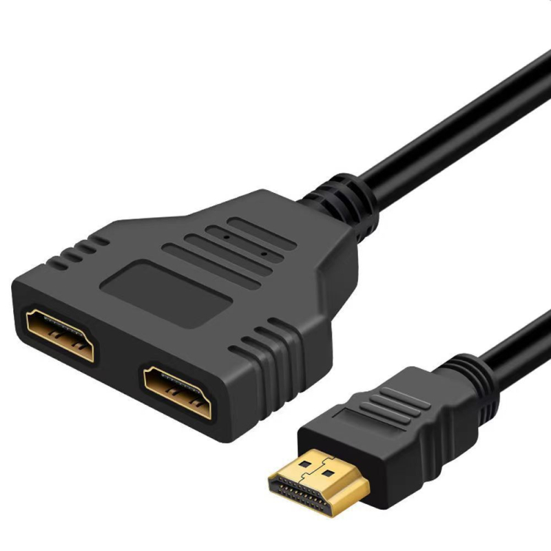 HDMI 1x2 splitter καλώδιο, αρσενικό σε δύο θηλυκά, HDMI 1.4, υποστήριξη 3D, χαλκός, μήκος 30 cm