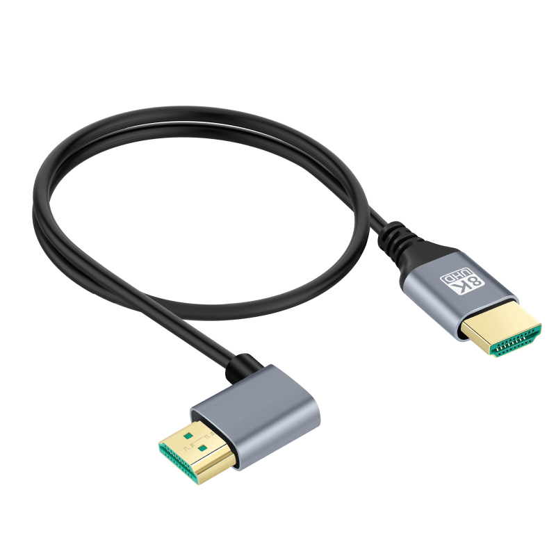 HDMI 8K 2.1V cablu unghiular, cablu adaptor pentru calculator/TV/monitor/proiector, conductor din oțel acoperit cu cupru, conectori plăcați cu aur, lungime 0,5–1 m