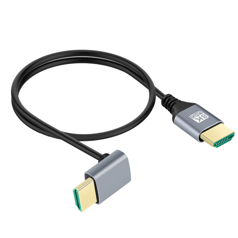 HDMI 8K 2.1V cablu unghiular, cablu adaptor pentru calculator/TV/monitor/proiector, conductor din oțel acoperit cu cupru, conectori plăcați cu aur, lungime 0,5–1 m