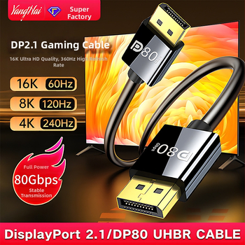 Cablu DisplayPort 2.1, 80Gbps, conectori M-M, lungime 1.5 m, cupru placat cu aur