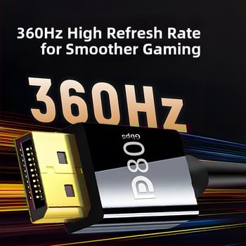 Cablu DisplayPort 2.1, 80Gbps, conectori M-M, lungime 1.5 m, cupru placat cu aur