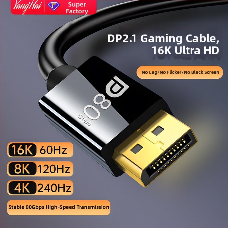 Cablu DisplayPort 2.1, 80Gbps, conectori M-M, lungime 1.5 m, cupru placat cu aur