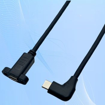 Type-C γωνιακός επεκτατικός καλώδιο USB-C 3.2, 16-πύρηνος χαλκός, αρσενικό–θήλυ, με βιδωτό παξούλι στερέωσης, PD γρήγορη φόρτιση, μεταφορά βίντεο, μήκος 0,3 m