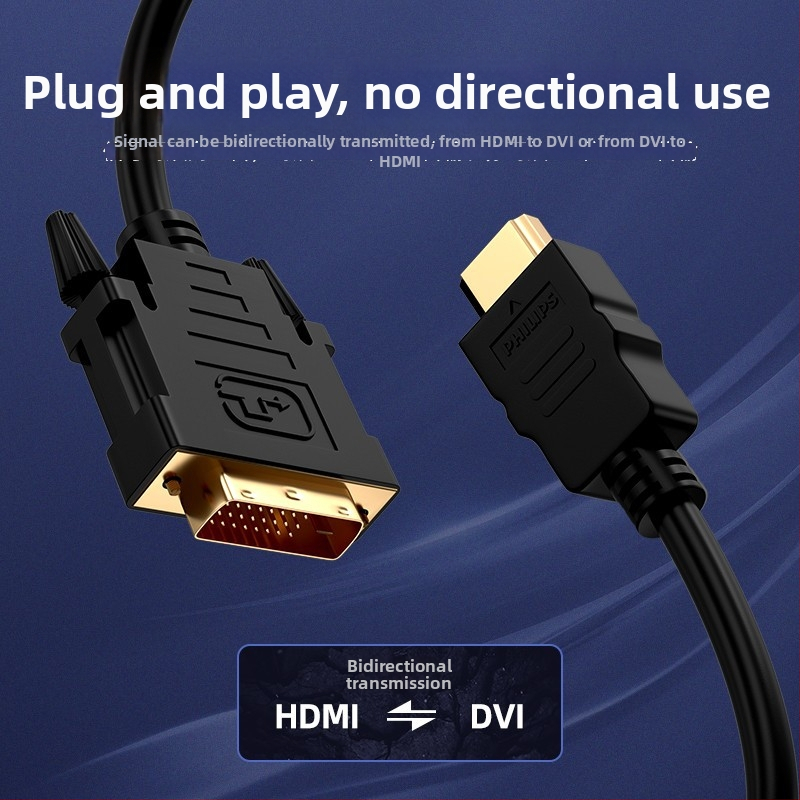 HDMI na DVI obojstranný kábel – Philips SWV7436, rozhranie DVI-HDMI A, meď bez oxidu, pozlátený, dĺžka 2 m