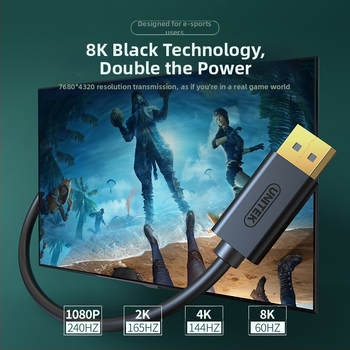 Kábel DisplayPort na HDMI, DP samec-samec, pozlátené kontakty, meď bez oxidu, DP rozhranie, pre herné konzoly