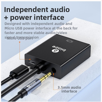 Biaze Zh32 VGA na HDMI prevodník s audiom – VGA na HDMI adaptér kábel, VGA rozhranie, meďový vodič, PVC vonkajšie puzdro