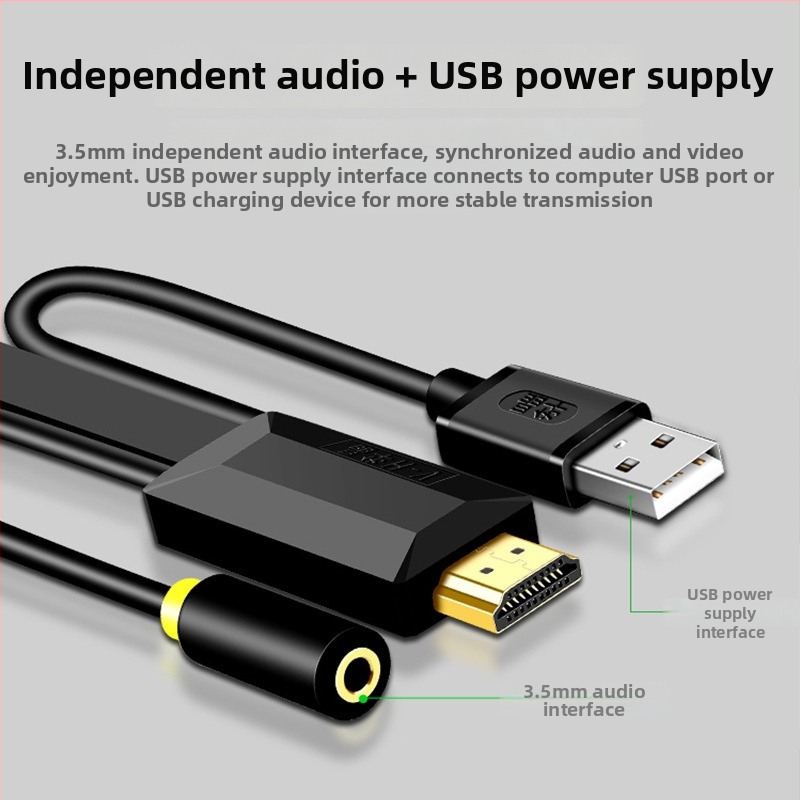 HDMI na VGA adapter s čipom za notebook na VGA monitor, pozlaćeni bakreni konektori, HDMI sučelje, model Z130