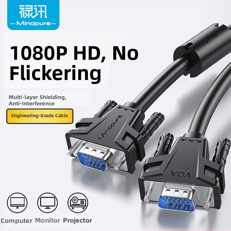 VGA kábel pre PC/monitor/projektor so viacvrstvovým tienením, meď bez oxidu, niklované konektory