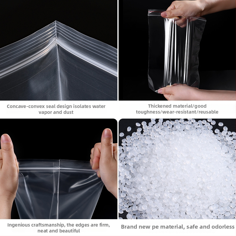 PE самозалепваща торбичка за храна, екстра дебела, прозрачна, антиоксидантна защита, дължина на запечатване 4–60 см
