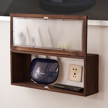 Cutie de organizare a cablurilor cu montare pe perete și poliță de depozitare pentru router WiFi și decodor