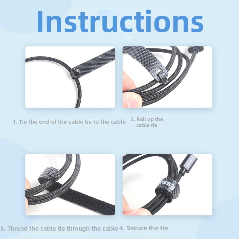 Essager Traka za upravljanje kabelima, najlon, ljepilo tip navijanja, jednostavan stil, za slušalice, kabeli za podatke i napajanje