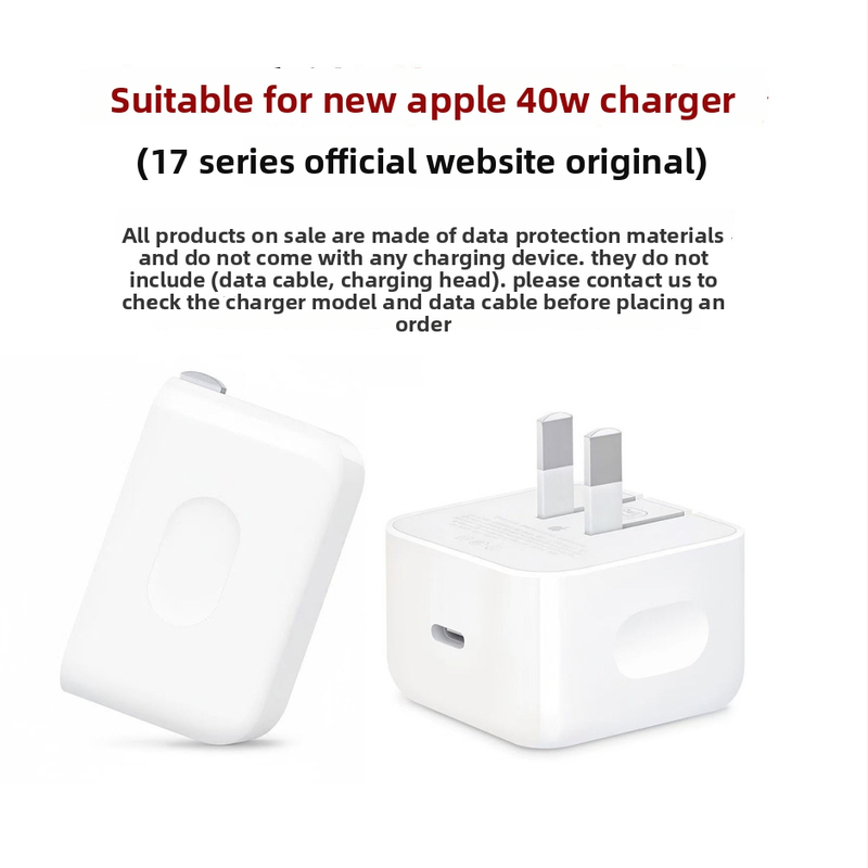 Ochranný kryt pre Apple 40W nabíjačku a návlek na kábel – TPU, otvorený typ vinutia, jednoduchý štýl, balenie obsahuje kryt, dva klipsy a šnúrka