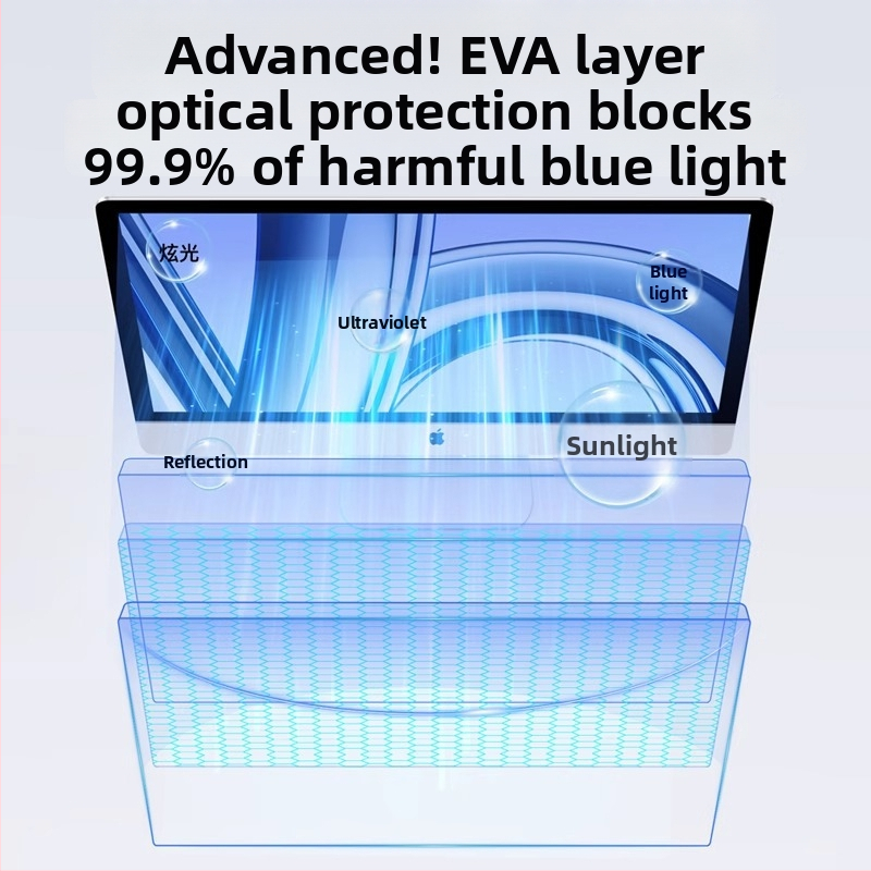 Monitoriaus ekrano apsauginė plėvelė nuo mėlynosios šviesos su HD skaidrumu, skirtas staliniam kompiuteriui – vokiečių importo medžiagos – OEM apdorojimas – 500 g – matinis akrilo plokštė