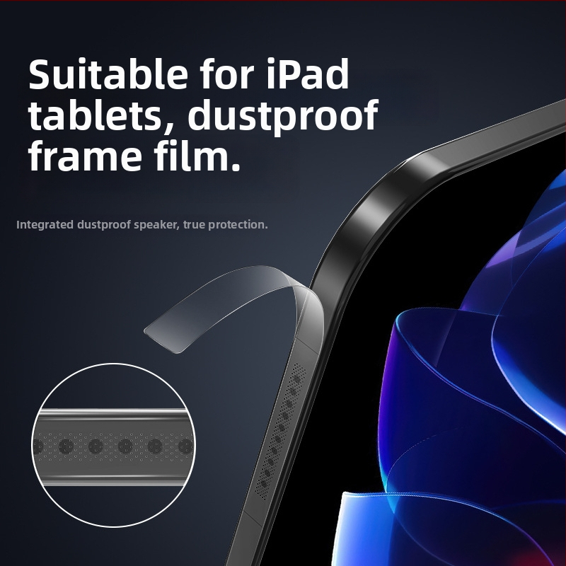 Putekļu izturīga malas aizsardzes plēve Apple iPad Pro 2024 – NPK parasta membrāna, sānu skaļruņa aizsardzība