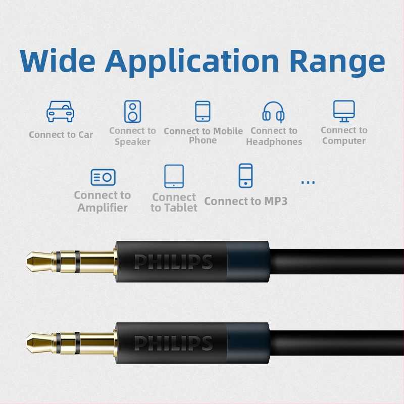 Philips AUX audio kábel, rozbočovač 1 na 2, zlaté konektory, striebornou pokovený meďový vodič, model SWR2102S/93