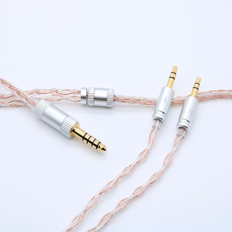 Cablu de upgrade audio pentru căști, 8 nuclee din cupru placat cu argint, 3,5 mm dublu, compatibil HD650