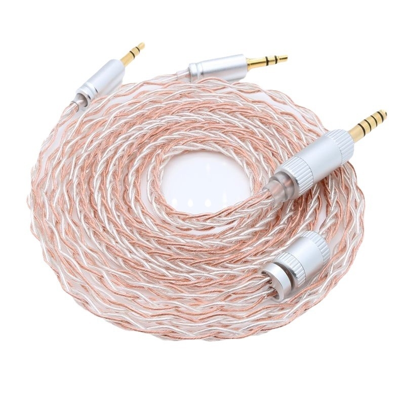 Cablu de upgrade audio pentru căști, 8 nuclee din cupru placat cu argint, 3,5 mm dublu, compatibil HD650
